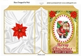 Jolly santa with sack of presents in gold glitter frame A5 folded book