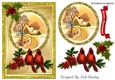  cottage snow scene with red cardinals & holly in glitter frame