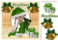 santas little faerie in green with christmas presents 8x8
