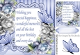 pretty blue & silver roses  & butterflies with verse 8x8