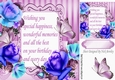 pretty shades of blues and turq roses & butterflies with verse 8x8