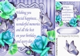 pretty turq/green roses & butterflies with verse 8x8
