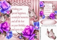 pretty purple/lilac roses & butterflies with verse 8x8