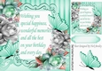 pretty turq & silver roses  & butterflies with verse 8x8