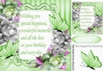 pretty green & silver roses  & butterflies with verse 8x8