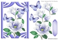 Purple Magnolias with butterflies in retro frame A5