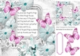 pretty white daisies, flowers and pink butterflies with verse 8x8