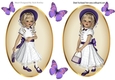 two Lovely Girls in purple with butterflies card fronts/toppers