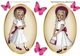 two Lovely Girls in Cerise with butterflies card fronts/toppers