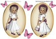 two Lovely girls in pink blush with butterflies card fronts/toppers