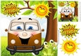 HAPPY CAMPERS! Toony faced campervan in brown with frog 8x8