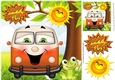 HAPPY CAMPERS! Toony faced campervan in orange with frog 8x8