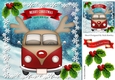 Red Toonie Christmas campervan in the snow 8x8