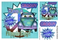 Those were the days! toony hippy blue Car with flowers