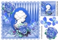 cameo lady with blue flowers and butterflies 8x8