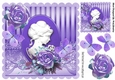 cameo lady with purple flowers and butterflies 8x8