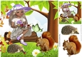Dont you just love nature! girl sitting on a wooden log in purple hat with animals 8x8