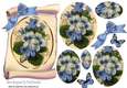 pretty blue fuschia on a scroll with butterflies, and bow oval pyramids