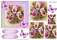 pretty lilac pansies with butterflies in ornate frame pyramids
