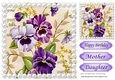 lilac shades painted pansies with pearls 8x8