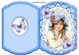 pretty in blue elegant lady with lilac butterflies bracket cut & fold A5