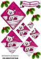 Little polar bear in cerise santa hat diamond pyramids