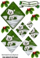 Little polar bear in green santa hat diamond pyramids