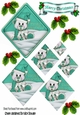 Little polar bear in turq santa hat diamond pyramids