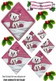 Little polar bear in pink santa hat diamond pyramids