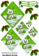 Little polar bear in lime green santa hat diamond pyramids