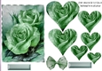 Pretty shades of green roses heart pyramids and bow