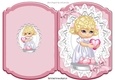 little girl pretty in pink holding a heart on lace Bracket card