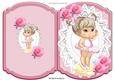 little pretty ballerina with pink roses on lace Bracket card