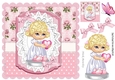 Little girl holding a heart with roses and bows 8x8
