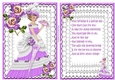 Pretty vintage lady on lace in purple, card front & insert
