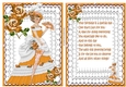 Pretty vintage lady on lace in gold, card front & insert