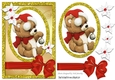 Cristmas teddy bear in santa hat A5 & Topper