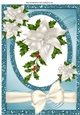 pretty christmas white flowers with blue glitter frame A4