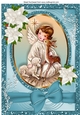 sweet little christmas angel with a deer with white flowers A4