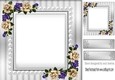 Lovely purple roses and pearl in grey card front