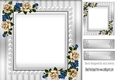 Lovely blue roses and pearl in grey card front