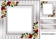 Lovely red roses and pearl in grey card front