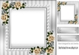 Lovely silver roses and pearl in grey card front