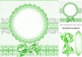 green frilly, polkadot & gingham card front with topper and bow 8x8