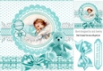 cute little baby boy with his blue teddy and rattle 8x8