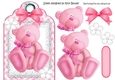 Lovely pink gingham bear on a tag with lace & bow