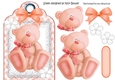 Lovely peach gingham bear on a tag with lace & bow
