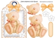 Lovely gold gingham bear on a tag with lace & bow