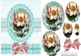 pretty Pink Magnolias Oval pyramids with frill and purple bow A5