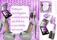 silver sparkle shoes with purple butterflies and makeup 8x8